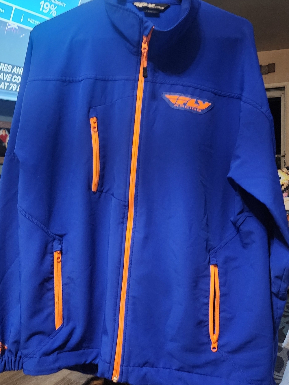 Fly Racing Men's Lightweight Blue Jacket with Orange Trim Sz LRG/XL